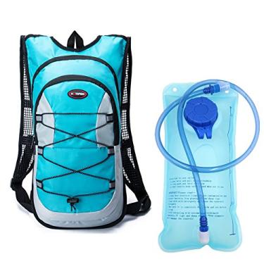 Imagem de Mochila de viagem para ciclismo, ciclismo, bicicleta/caminhada, bolsa de escalada + 2L de hidratação da Monvecle, Cyan with 2L water bladder, 19" x 9.8" x 1.2"