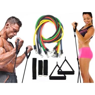 Imagem de Kit Elástico Extensor Musculação Treino Funcional Exercícios