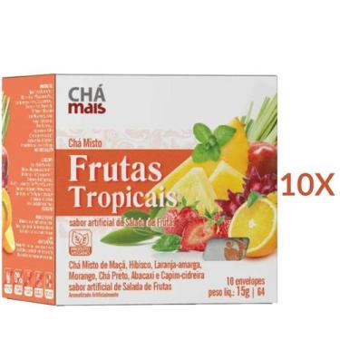 Imagem de Chá Misto Frutas Tropicais Vegano Cx. com 10 Sachês Kit 10 - Chá Mais