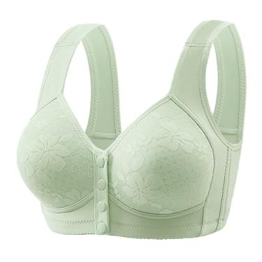 Imagem de Dotmalls Bras for Older Women, Lightweight, Breathable and Gathered Front Closed Push-Ups for Women, Wireless Comfortable Sleep Bra for Elderly Women(Light Green,L)
