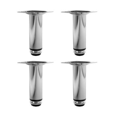 Imagem de Kit 4 Pés Para Móveis Regulável Redondo Cromado 8Cm - Hd Ferragens