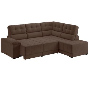 Imagem de Sofá de canto Besthouse Firenze retrátil e reclinável 5 lugares em tecido suede veludo Marrom