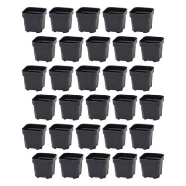 Imagem de WeiLaiKeQi 30x vasos de viveiro de plantas vasos de flores pequenos recipientes de bomteador de plântulas quadradas com orifícios de drenagem para pátio do pátio, Preto, 7.9cmx7.2cmx6.5cm