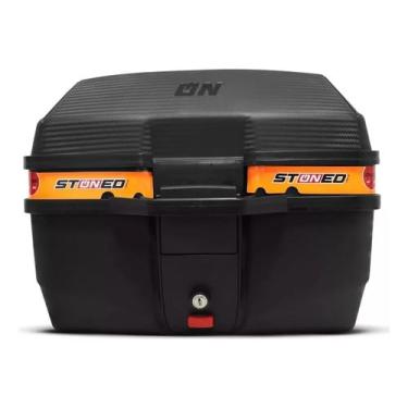 Imagem de Bau Moto Bauleto Stoned 35 Litros C/Base Universal Traseiro Faixa Laranja