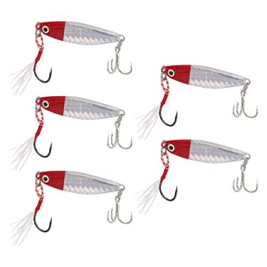 Imagem de Qanyegn 5pcs 15g VIB METAL LURSA HARDE FISTING, Lures de pesca de gabaritos de água salgada, iscas de pesca em iscas de pesca (Red Head Silver Body)