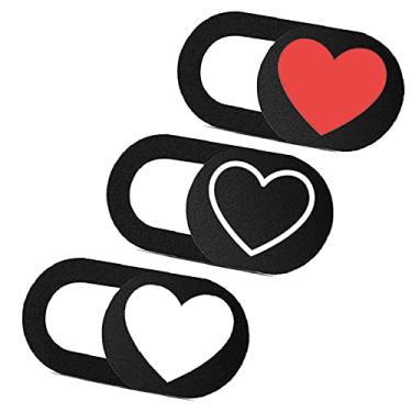 Imagem de Capa para Webcam IMNEXT2U Pacote com 3 capas ultrafinas para laptop para Echo Show, MacBook Pro, MacBook Air, Computador, Tablet, Mac Air, Chromebook, PC - Coração Vermelho, Peach Heart(Black)
