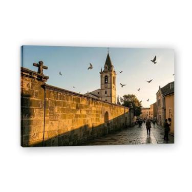 Imagem de Full Of Freedom Cozy Town Impressão em tela paisagem de aldeia quente arte de parede para decoração de escritório em casa, galeria embrulhada 20 x 30 cm