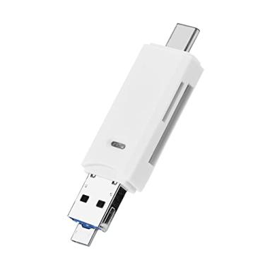 Imagem de Leitor de cartão de memória, tipo-C + USB + micro USB, leitor de cartão de memória 3 em 1 USB 3.1 para cartão TF/SD, aplica-se para XP/VISTA/7/8/10 e acima (branco)