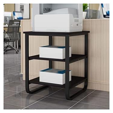 Imagem de FTOQWZXV Mesa para impressora, suporte de impressora de 3 andares, acessório de metal, escritório, mesa de fax, scanner de fax, suporte de material de escritório, prateleira de armazenamento, suporte