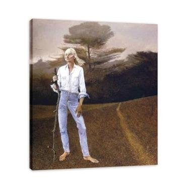 Imagem de LKXGRRSFG Witches Broom Andrew Wyeth Impressão em tela - Arte de realismo americano, aquarela e pintura de têmpera de ovo para decoração de casa 20 x 24 cm