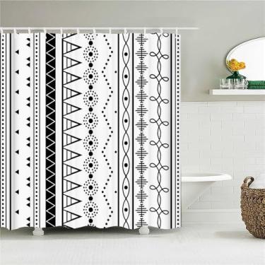 Imagem de Cortinas de chuveiro estampadas, à prova d'água, poliéster, decoração, estilo, cortina de banho com ganchos, 181Y, W90xH180cm