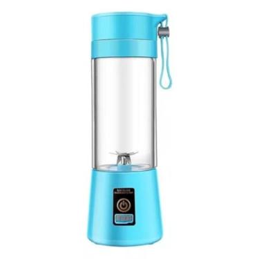 Imagem de Liquidificador Portátil, Mixer Elétrico com 4 Lâminas, Copo para Shake e Frutas (Azul)