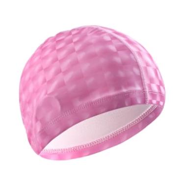 Imagem de Aymzbd Capéu de tampa de natação chapéu de banho à prova d'água, confortável, não deslizante, chapéu de piscina Mantenha o cabelo seco Banta de natação para, Rosa