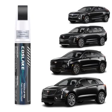 Imagem de COSLAKE Tinta de retoque de carro (preto estelar metálico (GB8/WA384A)) para Cadillac, kit de reparo de arranhões de pintura de carro, solução rápida e fácil de reparar, caneta removedor de arranhões