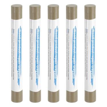 Imagem de HARFINGTON 5 peças de bastões de enchimento de madeira, cera de madeira, retoque de móveis, gizes de cera de reparo para madeira, cinza C