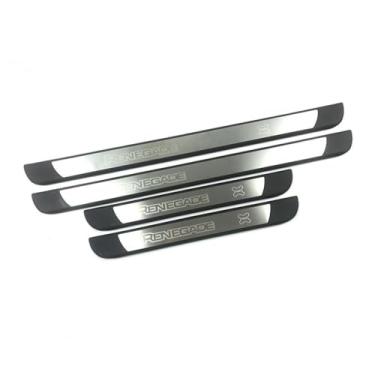Imagem de 4 Peças Protetores de soleira de porta de aço inoxidável para Jeep Renegade 2015-2025, Protetor de soleira de porta de carro soleira de porta protetor de entrada guarnição