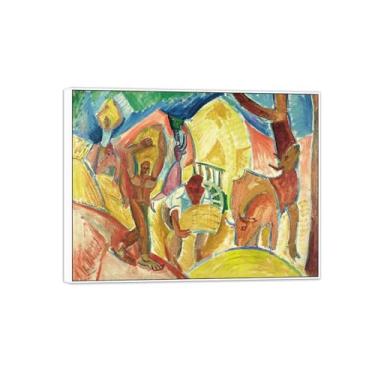 Imagem de Pintura famosa decoração de arte de parede - imagens para sala de estar - colheitadeiras - pôster em tela com moldura branca e impressões 30 x 40 cm 12 x 16 pol