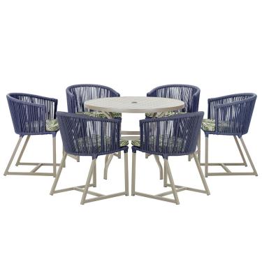 Imagem de Mesa com 6 Cadeiras de Jantar Roma 120cm e Noronha em Alumínio