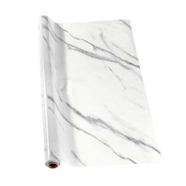 Imagem de Papel de Parede Adesivo Marmorizado Cozinha Bancada 4 Metros x 60cm (Branco)