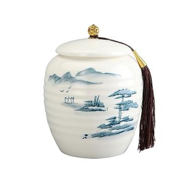 Imagem de Lata de Chá Jarra de armazenamento de cerâmica pintada à mão, grande capacidade, selada, vasilha de chá, armazenamento de cozinha de luxo, vasilha vazia, depósito de chá Lata de Chá
