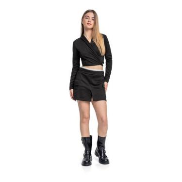 Imagem de Conjunto com Blazer e Short-Saia Juvenil Gloss, Preto, 14