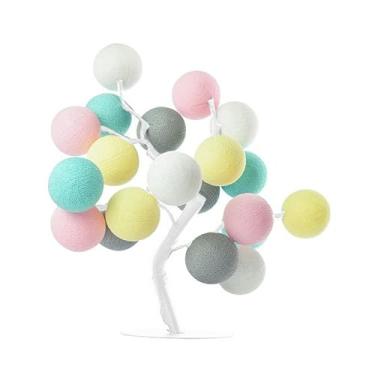 Imagem de Árvore de Luz Luminária de Mesa Abajur LED Bonsai Luz Decorativa com bolinhas Modelo Rosa E Amarelo Infantil Praga