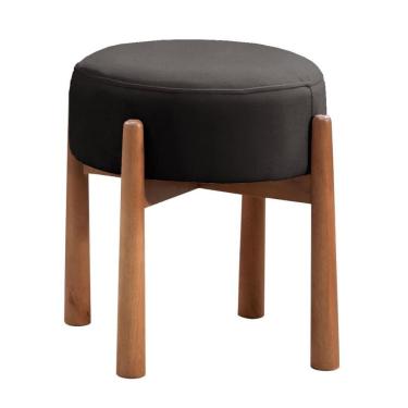 Imagem de Puff Banqueta Lotus Luxo Madeira Maciça Castellar Móbile Corino Preto