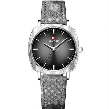 Imagem de Relógio De Quartzo Feminino Com Estampa Cobra Animal Print Pulseira De Couro Cinza