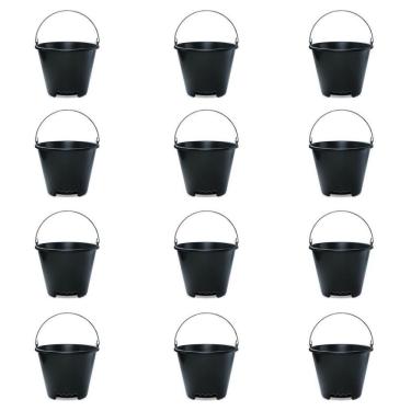 Imagem de Balde Pedreiro Alça Ferro Pega Mão 12 Lts (12 Peças) - Brasipla