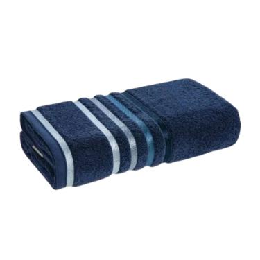 Imagem de Toalha Banhão Gigante Lumina Unika Karsten Azul Marinho Naval 86x150 Fio Penteado com Listras