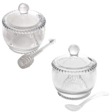 Imagem de Kit Açucareiro e Meleira em Cristal Pearl Transparente 200ml - Wolff