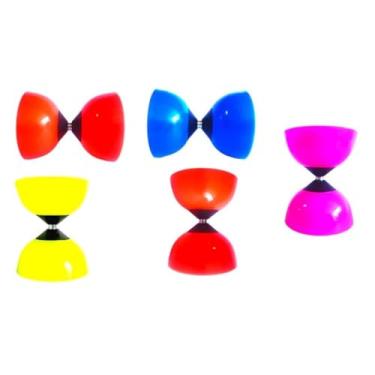 Imagem de Diabolo Yoyo Profissional Com Baqueta Kit Com 5 Unidades (2 Vermelho 1 Azul 1 Lilás 1 Fluorescente)