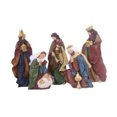 Imagem de Ｂｅｓｇａ Conjunto de enfeites para presépio, estátua da Sagrada Família de Jesus, estátua de resina, religiosa, Jesus, nascimento, exposição para sala de estar