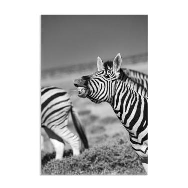 Imagem de SDYJ6GSW Imagens de animais em preto e branco para decoração de parede, imagens engraçadas de zebras na África, impressão de cavalo, pintura de arte de parede, zebra, decoração de parede para sala de