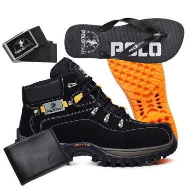 Imagem de Kit Bota Cat Adventure Couro Carteira Cinto Chinelo Coturno trekking T