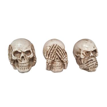 Imagem de Kit de Caveiras Cega/Surda/Muda Branca Skull Kit-01
