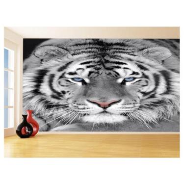 Imagem de Papel De Parede 3D Animais Tigre Preto E Branco 3,5M Anm560 - Você Dec