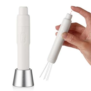 Imagem de Ferramenta de distribuição de café expresso WDT - Agitador magnético de café expresso com agulhas retráteis de aço inoxidável, agitador de distribuição de agulha de café para barista (branco puro)