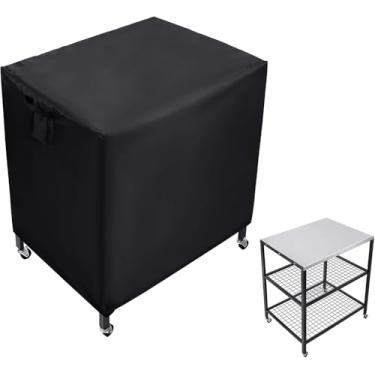 Imagem de MJFSGYO Capa de mesa para uso externo, capa de mesa de preparação impermeável de tecido Oxford revestido de prata 210D para Ooni médio de aço inoxidável -81 cm x 61 cm x 91 cm (apenas capa)