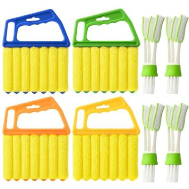 Imagem de Ferramenta de limpeza de estores cegos – 4 peças, ferramenta de limpeza de persiana anti-queda de 7 dedos e 4 peças de limpador de saída de ar, com lã de microfibra de alta densidade e alça ergonômica