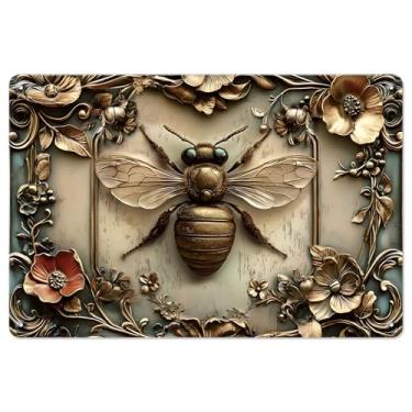 Imagem de Pôster de metal 3D, placa de estanho, retrô, design 3D, decoração de parede, para bar, café, restaurante, casa, cozinha, quarto, decoração, presente, 20 x 30 cm - Abelhinha 3D (estilo B)