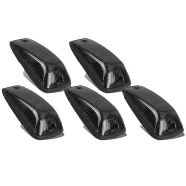 Imagem de 5 luzes marcadoras de cabine, capa de fumaça com luzes de corrida no teto da cabine base, luz de liberação superior com plugue T10 compatível com caminhonetes Chevy/GMC C1500 C2500 C3500 K1500 K2500