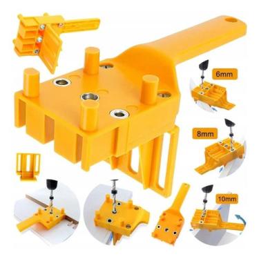 Imagem de Guia Gabarito Cavilha Furo Métrico 6/8/10mm Marcenaria - Saint Plus