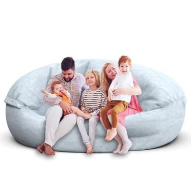 Imagem de Cadeira de pufe para adultos de 2,8 m, capa macia removível para quarto de adolescentes/meninas, poltronas fofas gigantes de chão redondo (sem enchimento, cinza claro)