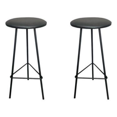 Imagem de Banqueta Retro Alta Ferro Industrial Assento Peroba 70cm - Aluminium D