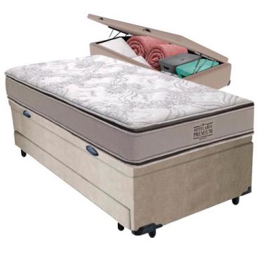 Imagem de Bicama Baú + Colchão Four Season Molas V-tech Solteirão, Bege