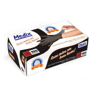 Imagem de Luva de Procedimento Nitrílica Black Sem Pó - Medix, Tam G (Cód 6205)
