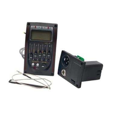 Imagem de Milageto EQ Piezo Captador Pré-amplificador de Sintonizador LCD Retroiluminação Pres/agudos/médios.2/médios.1/Baixo Pré-amplificador de Guitarras, Vermelho