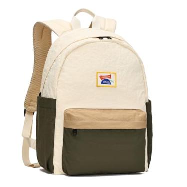 Imagem de willikiva Mochila infantil para escola meninos meninas adolescentes mochila impermeável jardim de infância pré-escola escola primária bolsa de viagem crianças (off-white verde escuro, média)