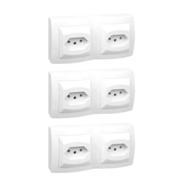 Imagem de 3 Tomada Dupla Sobrepor Pial Sistema X 2P+T 10A 250V